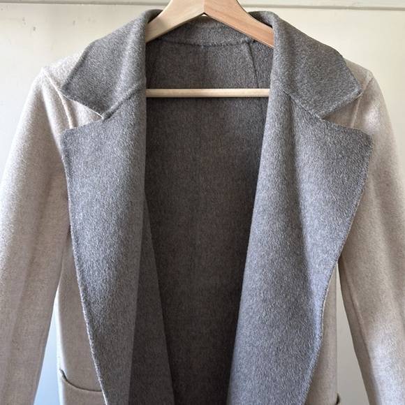 New Theory Sileena R Winsome open front spread collar reversible cashmere coat - Picture 10 of 16